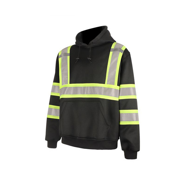 GSS Non-ANSI Enhanced Visibility Black Two-Tone Reflective Pullover Hoodie 7007